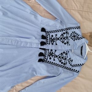 Blue button up blouse